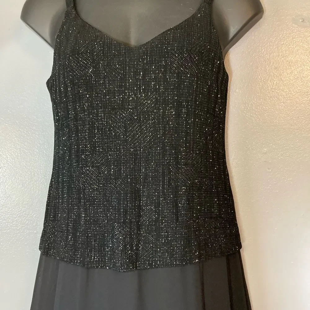 Alex Evenings Black Beaded Maxi Dress